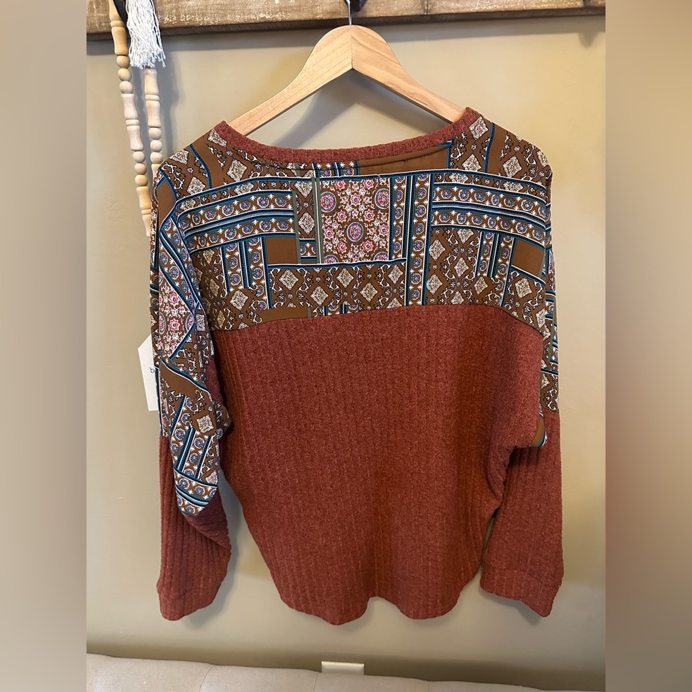 Maurices Terracotta Knit Top with Patterned Detail - Picture 6 of 7